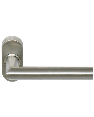Poignée de porte renforcée sur rosace ovale étroite pour menuiseries aluminium
