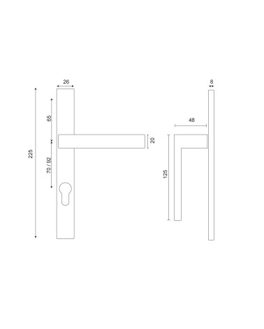 Dessin Majestea sur plaque 26 entraxe 70 inox EUROWALE