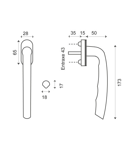 Poignée Lilas longue aspect inox pour baie coulisante EUROWALE