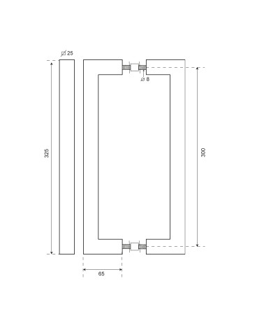 Dessin Poignée tirage carrée inox simple EUROWALE