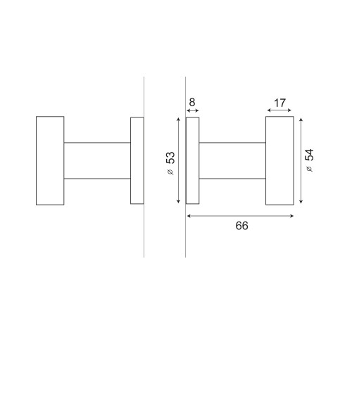 Poignée de porte bouton double Cylindre plat iox EUROWALE