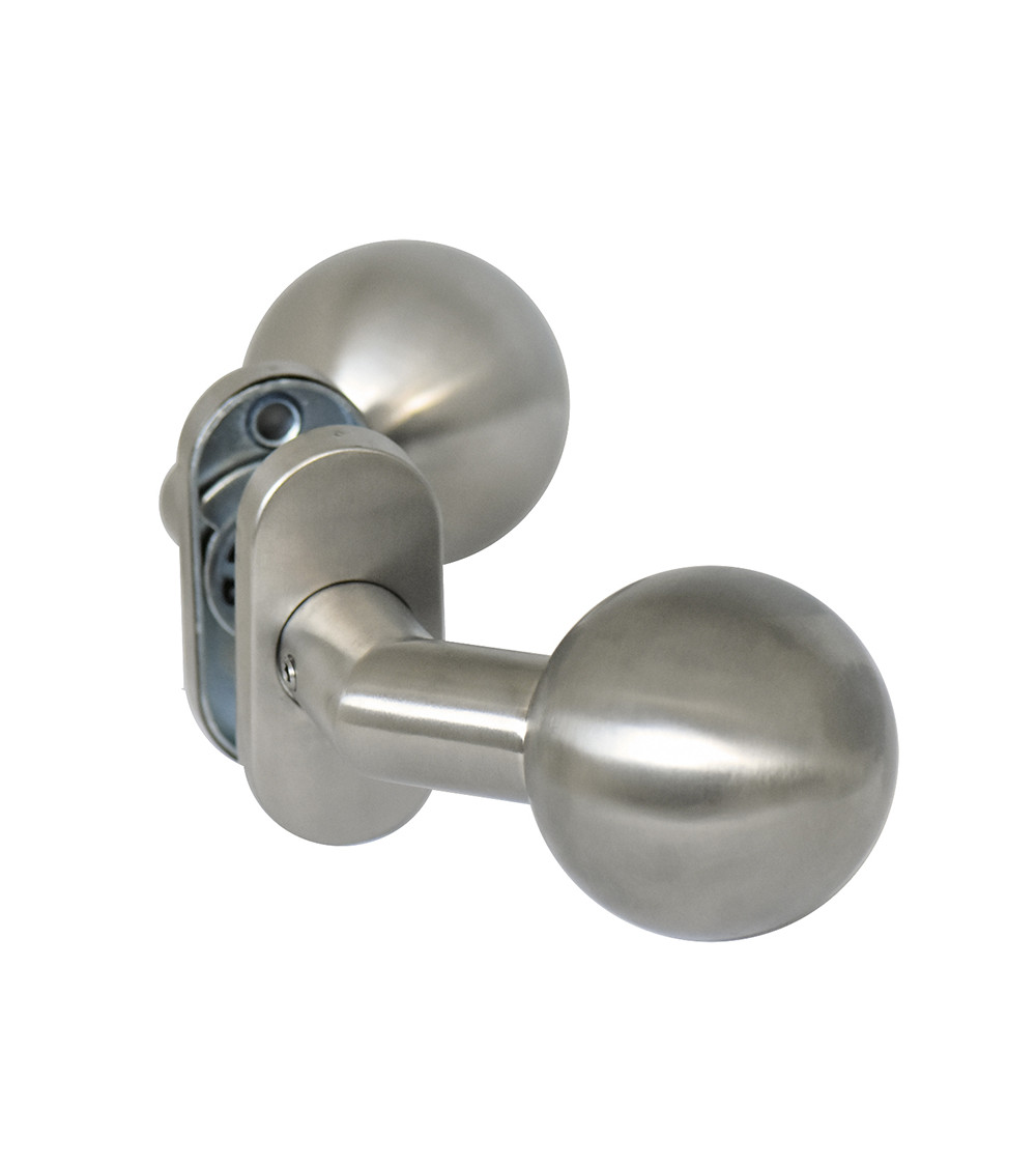 Poignée de porte boule double déportée rosace ovale EUROWALE
