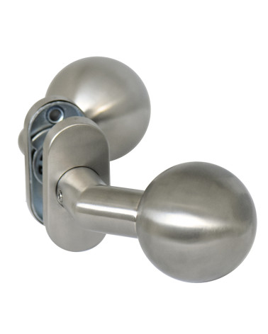 Poignée de porte boule double déportée rosace ovale EUROWALE