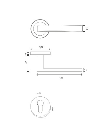 Dessin Poignée de porte Junon +Rosace