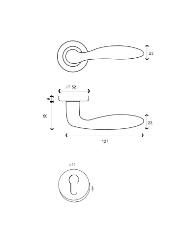 Dessin Poignée de porte Harmonie + Rosace EUROWALE