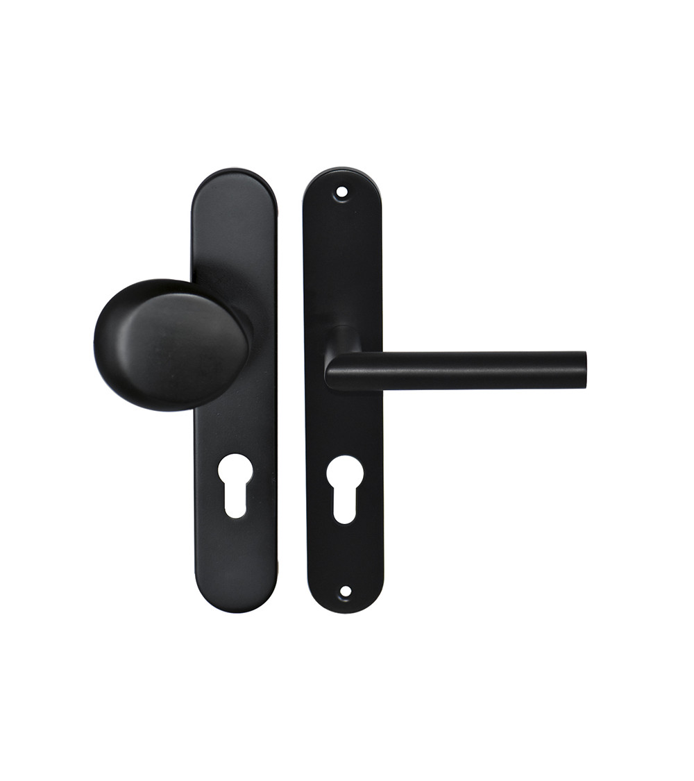 Poignée de porte palière Altesse noire cylindre 70 EUROWALE