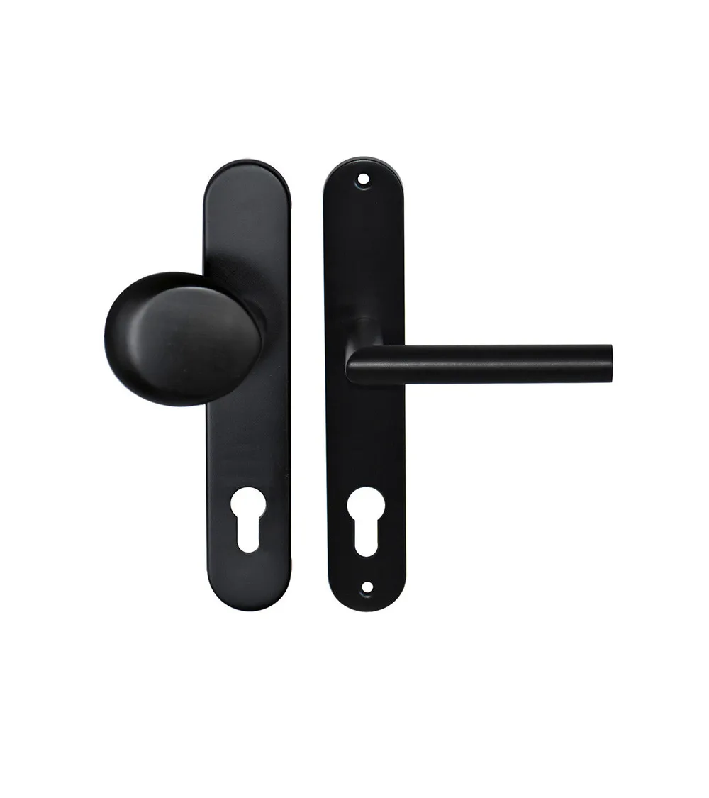Poignée de porte palière Altesse noire cylindre 92 EUROWALE