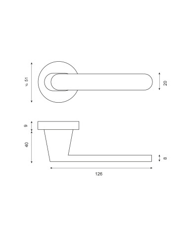 Dessin Poignée de porte Sol noire EUROWALE