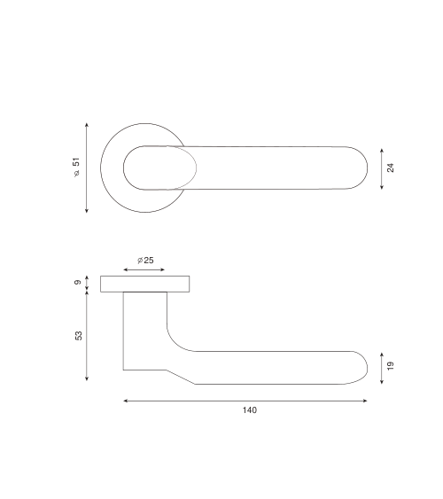 Poignée de porte Beautesse en finition Nickel satiné