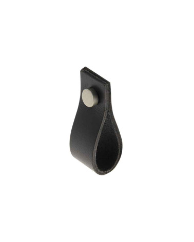 Bouton de meuble tirette en cuir noir