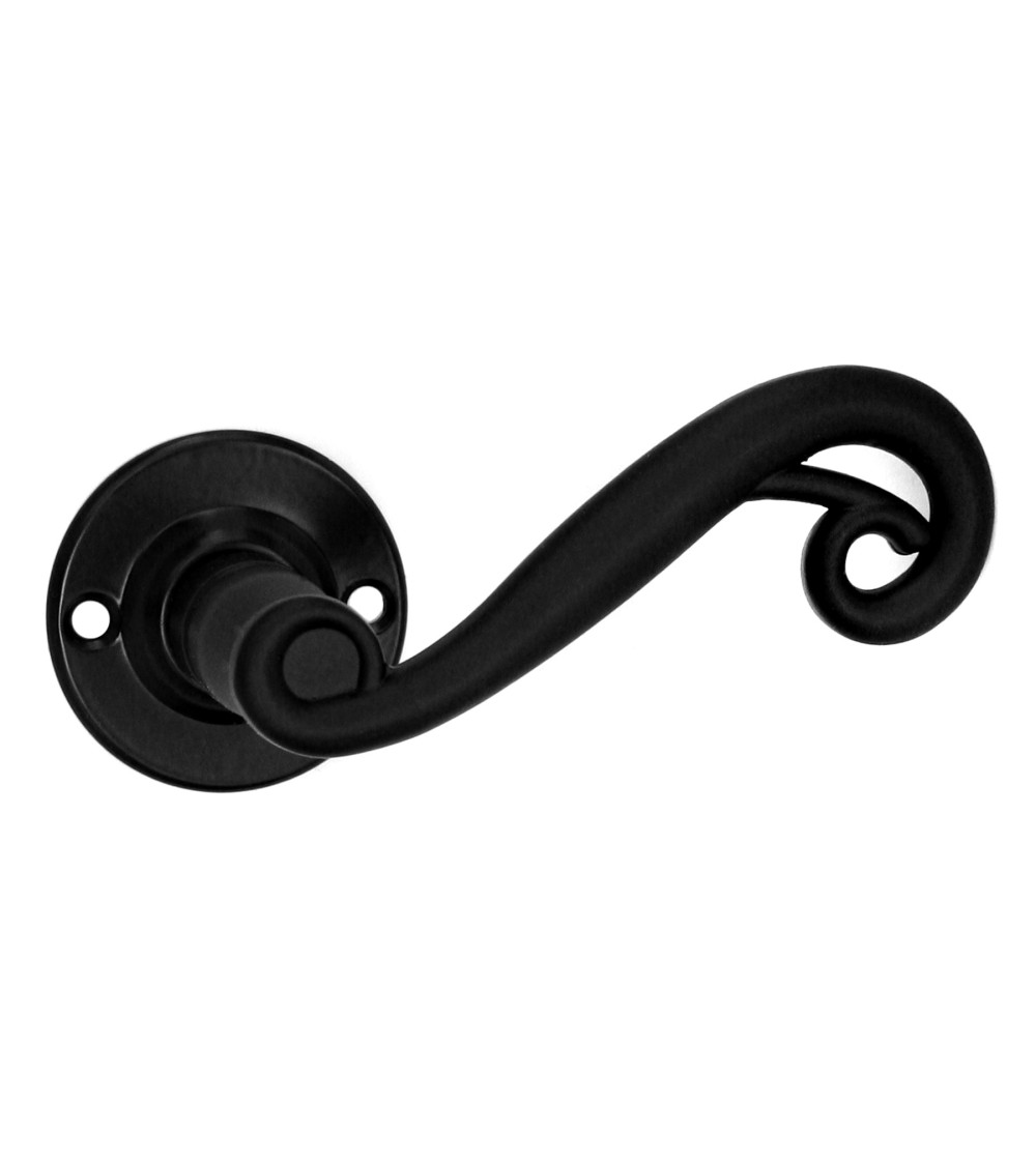 Poignées de porte rétro noires mates sur rosaces rondes pour portes, portails et portillons – Collection Charlotte