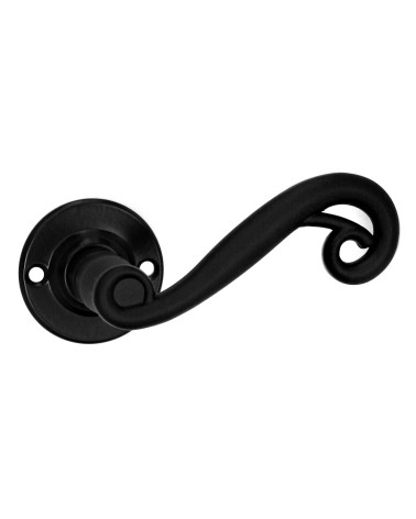 Poignées de porte rétro noires mates sur rosaces rondes pour portes, portails et portillons – Collection Charlotte