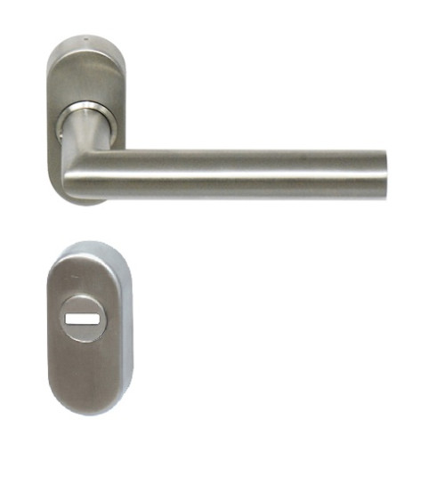 Poignée de porte Altesse renforcée sur rosace étroite pour porte d'entrée avec rosace cylindre renforcée