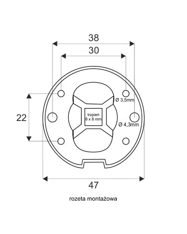 Poignée de porte moderne en zamak FRESSIA carrée avec dessin technique