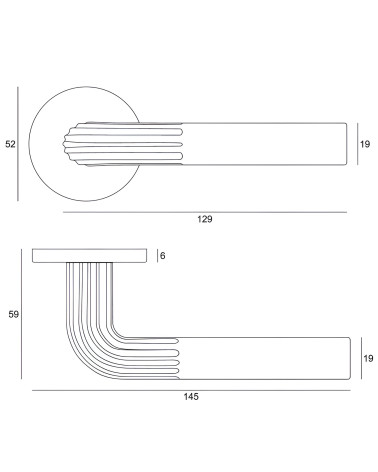 Poignée de porte minimaliste en zamak FRELLA ronde avec dimensions