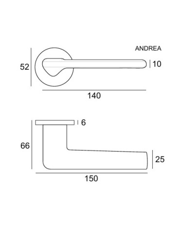 Poignée de porte ANDREA avec dimensions
