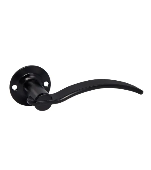 Poignées de porte rétro noires mates sur rosaces rondes pour portes, portails et portillons – Collection Constance
