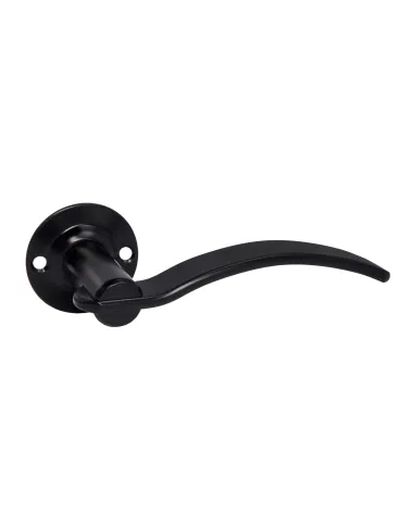 Poignées de porte rétro noires mates sur rosaces rondes pour portes, portails et portillons – Collection Constance