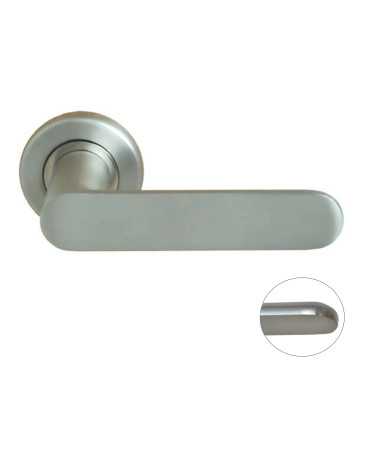 Poignée de porte sur rosace de couleur nickel satiné - model Daphne