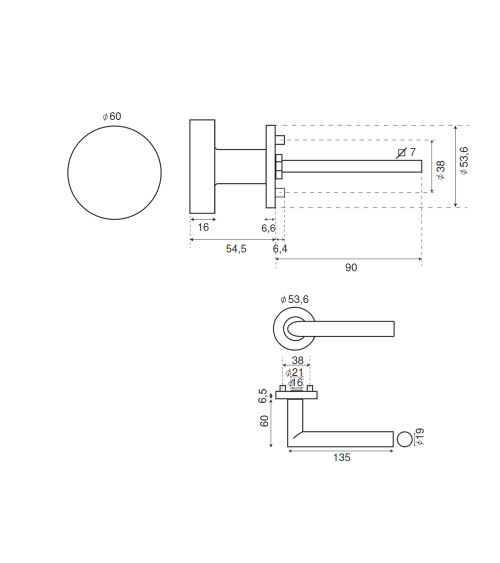 Ensembles palières bouton et poignée de porte ronde Altesse en inox 304