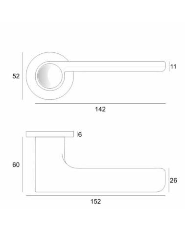 Poignée de porte minimaliste en zamak PLANO ronde avec dimensions