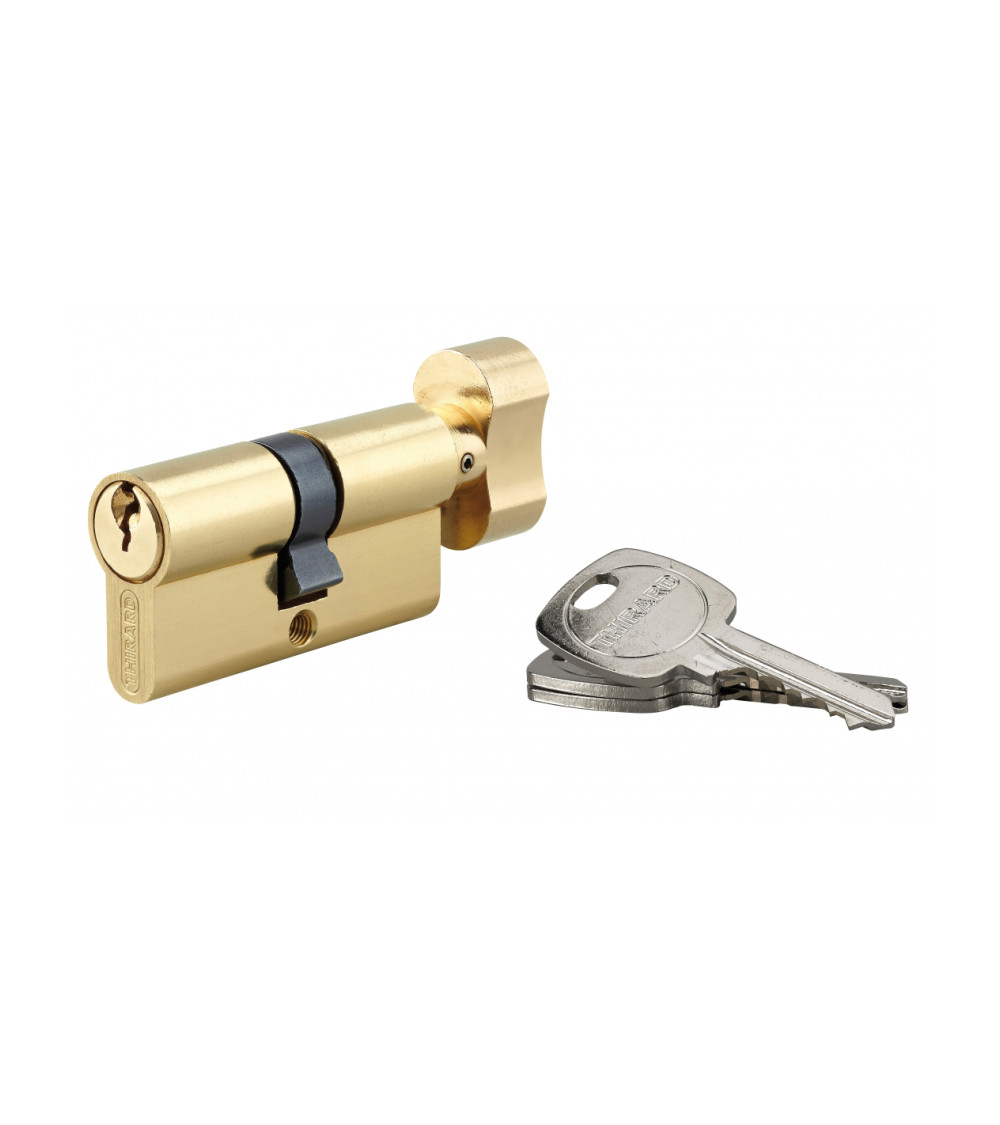 Cylindre STD Laiton avec un bouton pour Serrure - 3 clés - 30x30