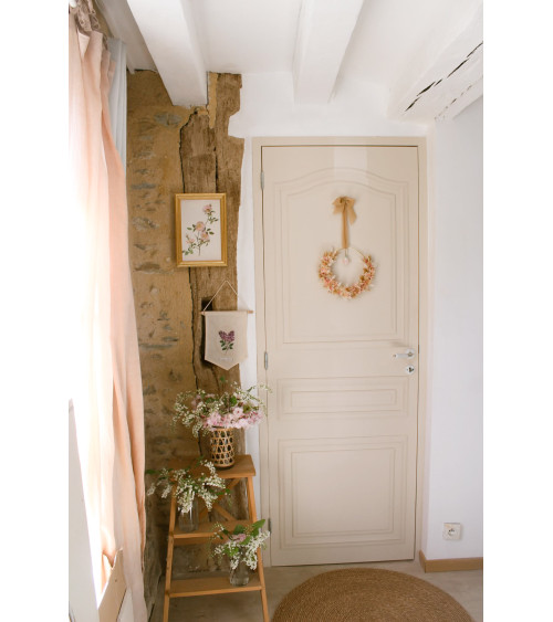 Poignée de porte canon sur rosace blanche en porcelaine - couleur nickelé -  poignée design