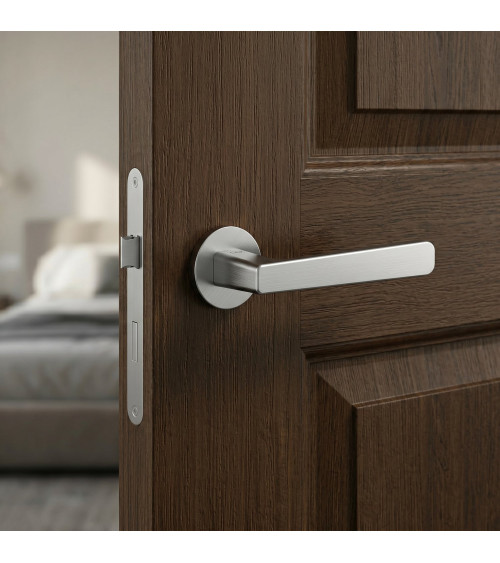 Poignée de porte chrome satiné PARMA quincaillerie design
