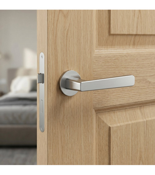 Poignée de porte chrome satiné PARMA quincaillerie design