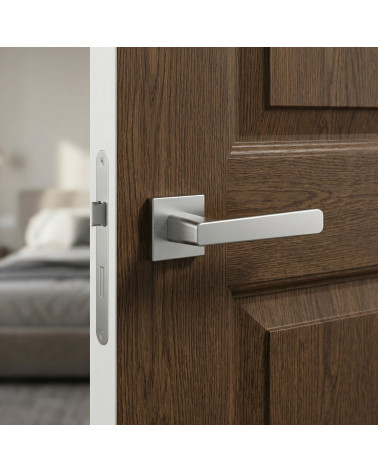 Poignée de porte chrome satiné PARMA carrée