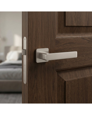 Poignée de porte nickel satiné ERICA carrée arrondie