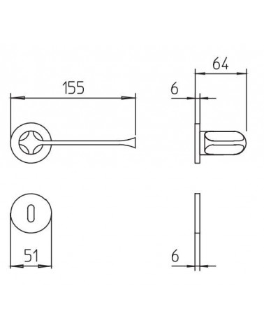 Poignée de porte Mandelli MM80 avec dimensions
