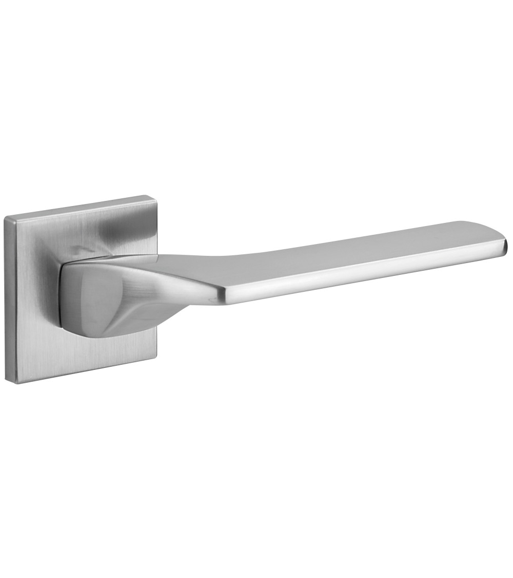 contemporary door handle made from ZAMAK in brushed chrome finish