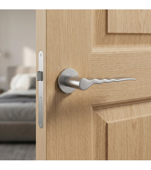 Poignée de porte chrome satiné Ento Flow C3 poignée design