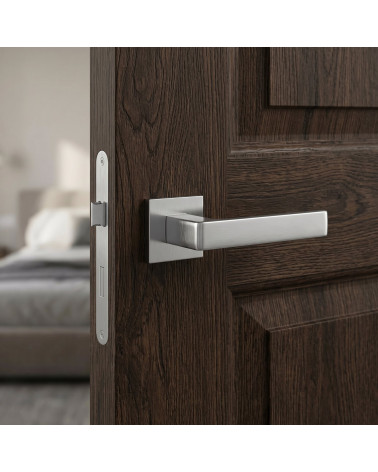 Poignées de porte chrome brossé Apollo carrée