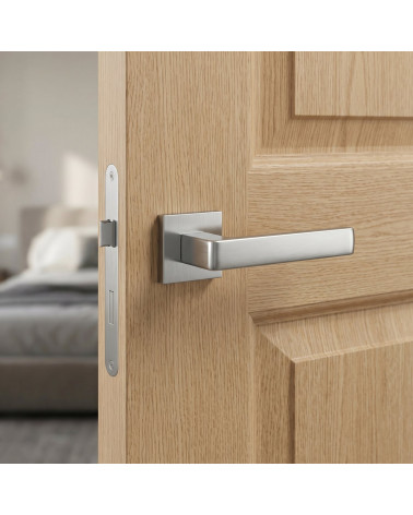 Poignées de porte chrome brossé Apollo carrée