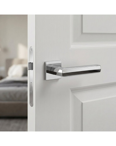Poignée de porte chrome poli FRESIA carrée