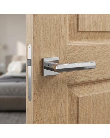 Poignée de porte chrome poli FRESIA carrée