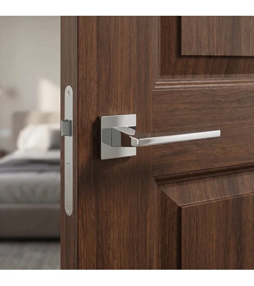 Poignée de porte chrome poli LIMA FIT quincaillerie design