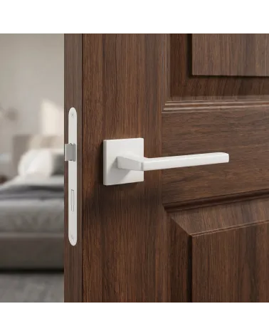 Poignées de porte chrome satiné PYROLA carrées
