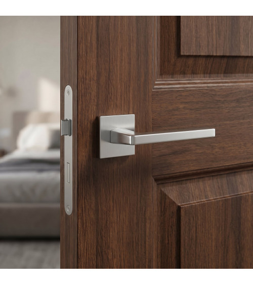 Poignée de porte chrome satiné PYROLA quincaillerie design