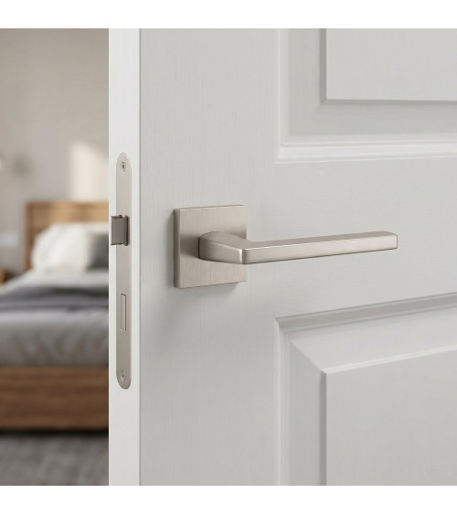 Poignée de porte nickel satiné PYROLA quincaillerie design