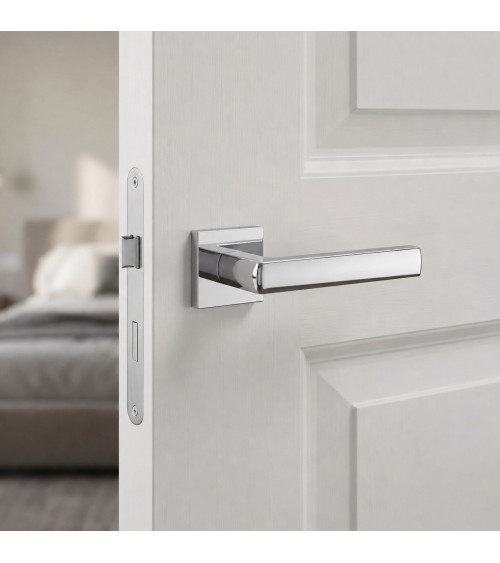 Poignée de porte chrome poli HOSTA quincaillerie design