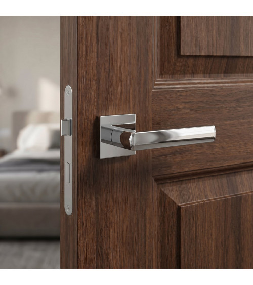Poignée de porte chrome poli HOSTA quincaillerie design
