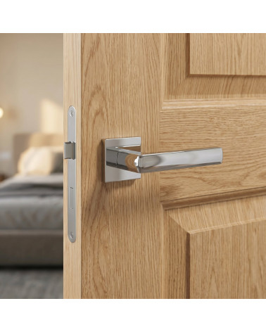 Poignées de porte chrome poli HOSTA carré