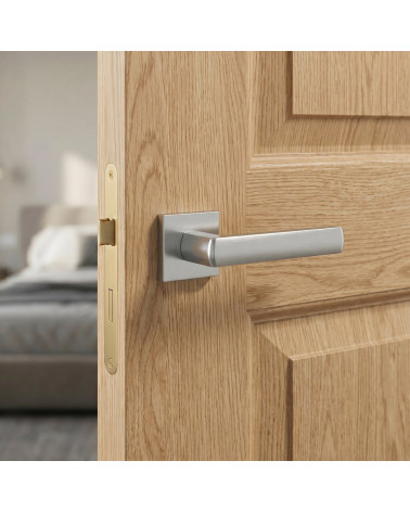 Poignées de porte chrome satiné HOSTA carré