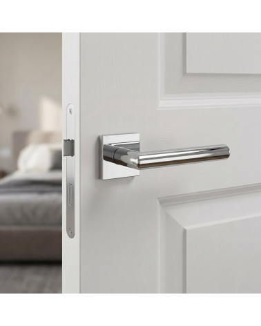 Poignée de porte chrome poli ARABIS carrée