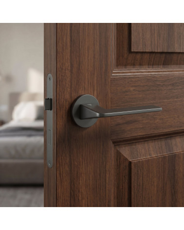 Poignée de Porte Anthracite sur rosace Ronde - Modèle VAVA
