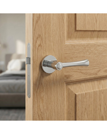 Poignée de porte intemporelle en Zamak  sur rosace Ronde  - Modèle MADLEN Millapoignées
