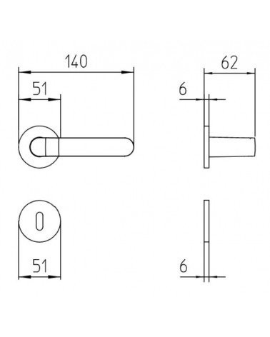 Poignée de porte Mandelli Callas avec dimensions